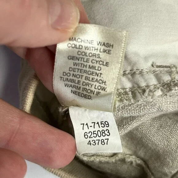 J. Jill Elastic Tie Waist Linen Khaki Cargo Shorts Size 10 - Picture 8 of 8